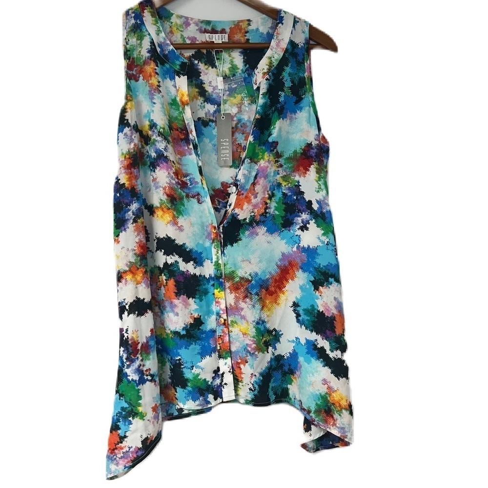Spense sleeveless buttondown multicolor size medium woman’s top